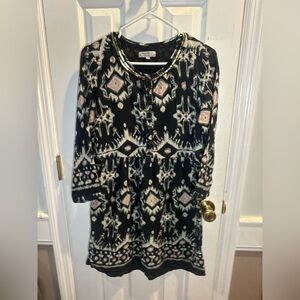 World Market Boho Mini Dress‎ Tunic Long Sleeve Cotton Sequin Pockets S/M